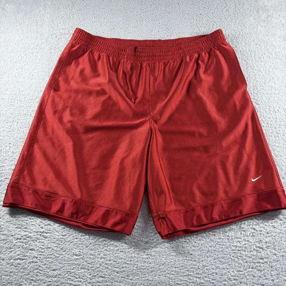 Vintage Nike Basketball Shorts Mens 3x Red Dazzle Shiny Silky Y2K 90s